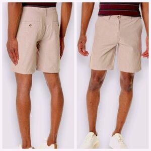 14th & UNION Men’s Flat Front Chambray Trim Fit Shorts - Light Khaki